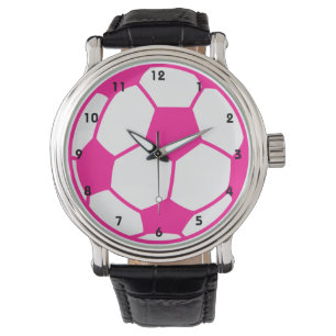 ショッキングピンクのサッカーボール 腕時計