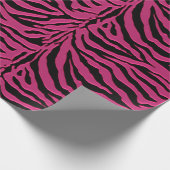 ショッキングピンクのシマウマのアニマルプリント ラッピングペーパー (角)