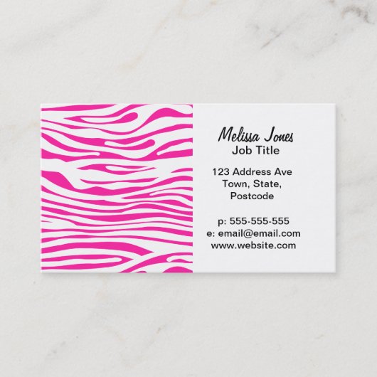ショッキングピンクのシマウマのストライブ柄パターン 名刺 (正面)