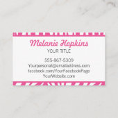 ショッキングピンクのシマウマのストライプの一般名の名刺 名刺 (裏面)