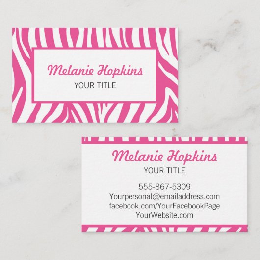 ショッキングピンクのシマウマのストライプの一般名の名刺 名刺 (正面/裏面)