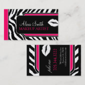 ショッキングピンクのシマウマのプリントのサロンの名刺 名刺 (正面/裏面)