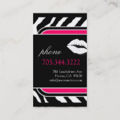 ショッキングピンクのシマウマのプリントのサロンの名刺 名刺 (裏面)