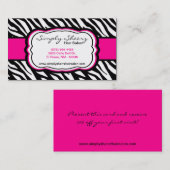 ショッキングピンクのシマウマのプリントのヘアーサロンの名刺 名刺 (正面/裏面)