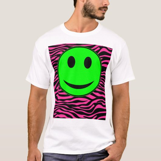 ショッキングピンクのシマウマの緑 Tシャツ (正面)