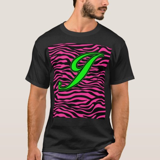 ショッキングピンクのシマウマの緑J Tシャツ (正面)