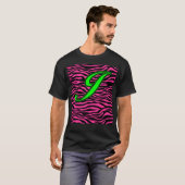 ショッキングピンクのシマウマの緑J Tシャツ (正面フル)