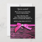 ショッキングピンクのシマウマの菓子16のバースデーパーティ招待状 招待状 (裏面)