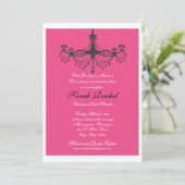 ショッキングピンクのシャンデリアの招待状 招待状 (スタンド正面)