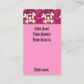 ショッキングピンクのスカルおよびハート 名刺 (裏面)