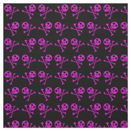 ショッキングピンクのスカルパターン ファブリック