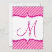 ショッキングピンクのストライプのプリンセスの招待状のモダンなピンク 招待状 (裏面)