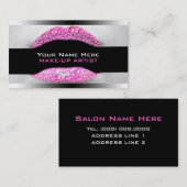 ショッキングピンクのダイヤモンドのきらきら光るなメーキャップアーティストの名刺 名刺 (正面/裏面)