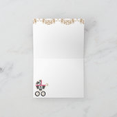 ショッキングピンクのダマスク織の乳母車のシャワーは感謝していしています サンキューカード (内部)