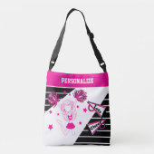 ショッキングピンクのチアリーダーの女の子を元気づけよう クロスボディバッグ (裏面)