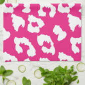 ショッキングピンクのチータのヒョウのプリント キッチンタオル (折り畳み)