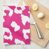 ショッキングピンクのチータのヒョウのプリント キッチンタオル (四つ折り)