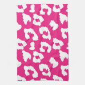 ショッキングピンクのチータのヒョウのプリント キッチンタオル (縦)