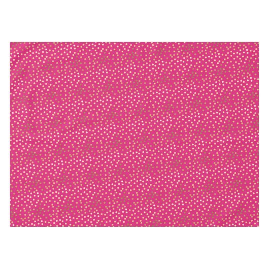 ショッキングピンクのテーブルクロスの金ゴールドのグリッター都市点 テーブルクロス (正面(横))