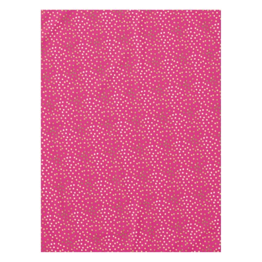 ショッキングピンクのテーブルクロスの金ゴールドのグリッター都市点 テーブルクロス (正面)