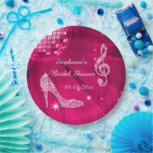 ショッキングピンクのディスコの球およびかかとのブライダルシャワー ペーパープレート (パーティー)