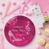 ショッキングピンクのディスコの球およびかかとのブライダルシャワー ペーパープレート (パーティー)