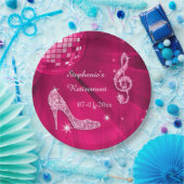 ショッキングピンクのディスコの球およびかかとの退職 ペーパープレート (パーティー)