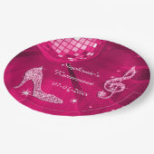 ショッキングピンクのディスコの球およびかかとの退職 ペーパープレート (アングル)