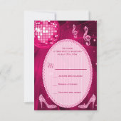 ショッキングピンクのディスコの球の輝きはRSVPをかかとで蹴ります 出欠カード (裏面)