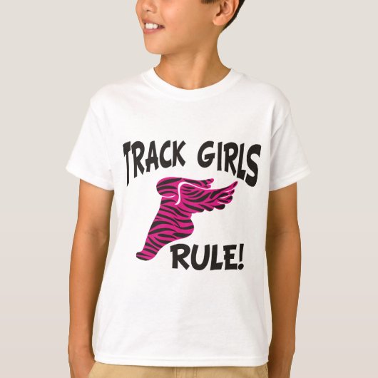ショッキングピンクのトラック女の子の黒 Tシャツ (正面)