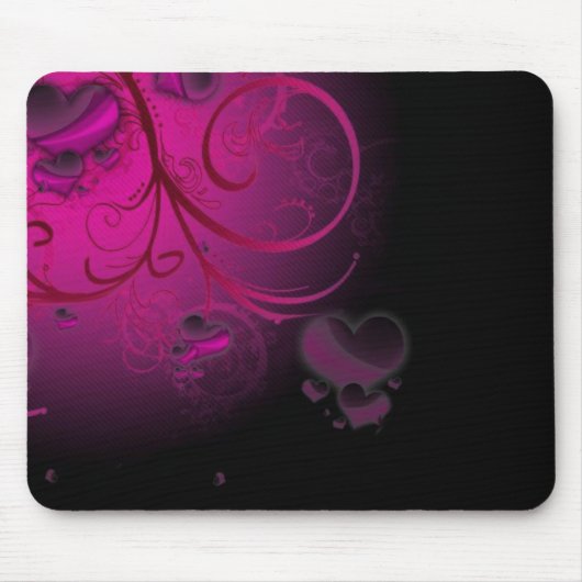 ショッキングピンクのハートの渦巻のmousepad マウスパッド (正面)