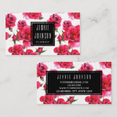 ショッキングピンクのバラの花のモダンな名刺 名刺 (正面/裏面)