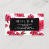 ショッキングピンクのバラの花のモダンな名刺 名刺 (裏面)