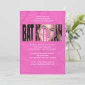 ショッキングピンクのバルミツワーの写真の招待状 招待状 (スタンド正面)