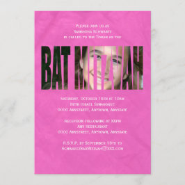 ショッキングピンクのバルミツワーの写真の招待状 招待状