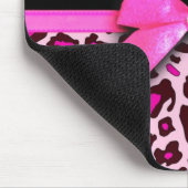 ショッキングピンクのヒョウのプリントのリボンの弓グラフィック マウスパッド (コーナー)