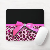 ショッキングピンクのヒョウのプリントのリボンの弓グラフィック マウスパッド (マウス)