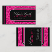 ショッキングピンクのヒョウのプリントの名刺 名刺 (正面/裏面)