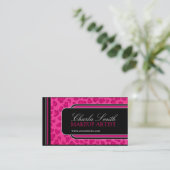 ショッキングピンクのヒョウのプリントの名刺 名刺 (スタンド正面)