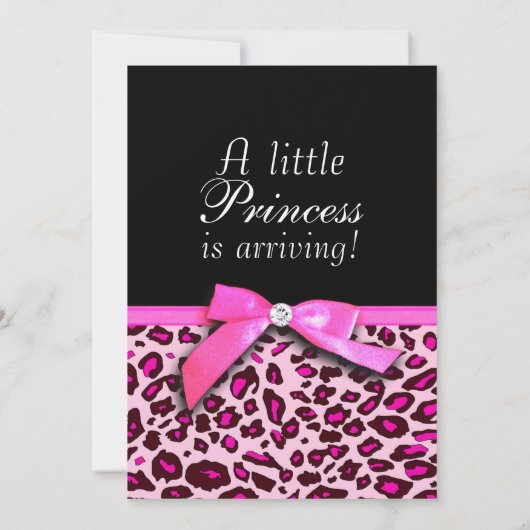 ショッキングピンクのヒョウのプリントの女の子のベビーシャワーの招待 招待状 (裏面)