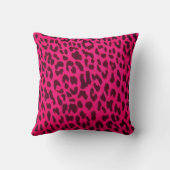 ショッキングピンクのヒョウのプリントの枕 クッション (裏面)
