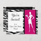 ショッキングピンクのファッションのパーティの招待状 招待状 (正面/裏面)