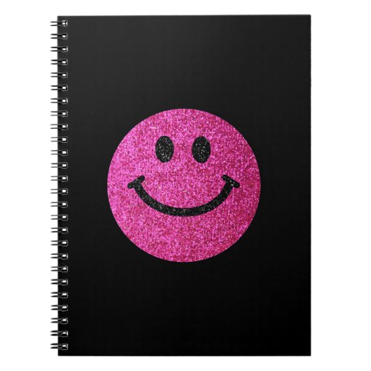 ショッキングピンクのフェイクなグリッターの顔 ノートブック (正面)