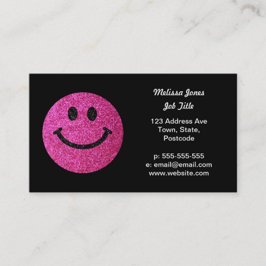 ショッキングピンクのフェイクなグリッターの顔 名刺 (正面)