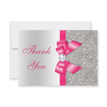 ショッキングピンクのフェイクな弓及びダイヤモンドは感謝していしています