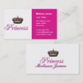 ショッキングピンクのプリンセスの王冠 名刺 (正面/裏面)