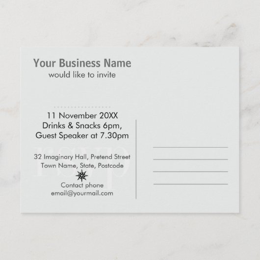 ショッキングピンクのモダンな花型女性歌手のオフィスのパーティの招待状カード インビテーションポストカード (裏面)