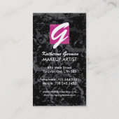 ショッキングピンクのモノグラムのメーキャップアーティストの名刺 名刺 (裏面)