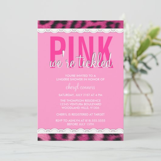 ショッキングピンクのランジェリーのシャワーの招待状 招待状 (スタンド正面)