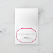 ショッキングピンクのリボンのカスタムなシマウマのプリントのサンキューカード サンキューカード (内部)